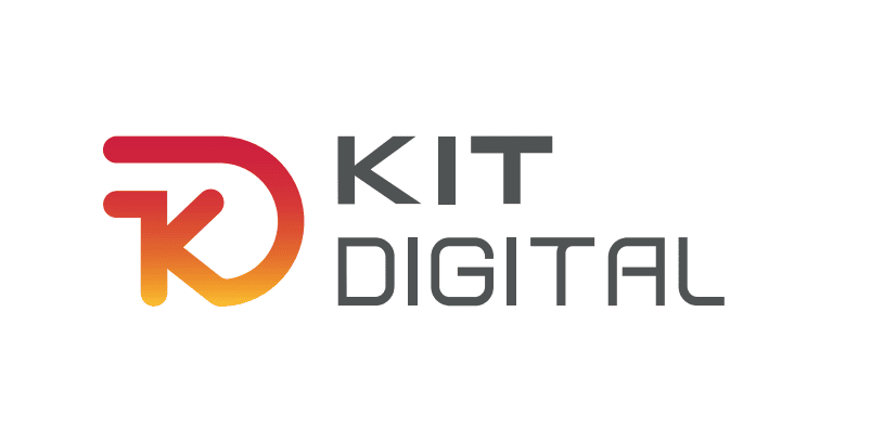 Logo del Kit Digital cumpliendo el requisito de accesibilidad AA de WCAG, con una letra 'k' estilizada en rojo.