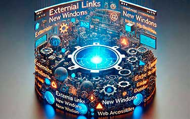 Imagen con texto enlaces externos, nueva ventana para la accesibilidad web